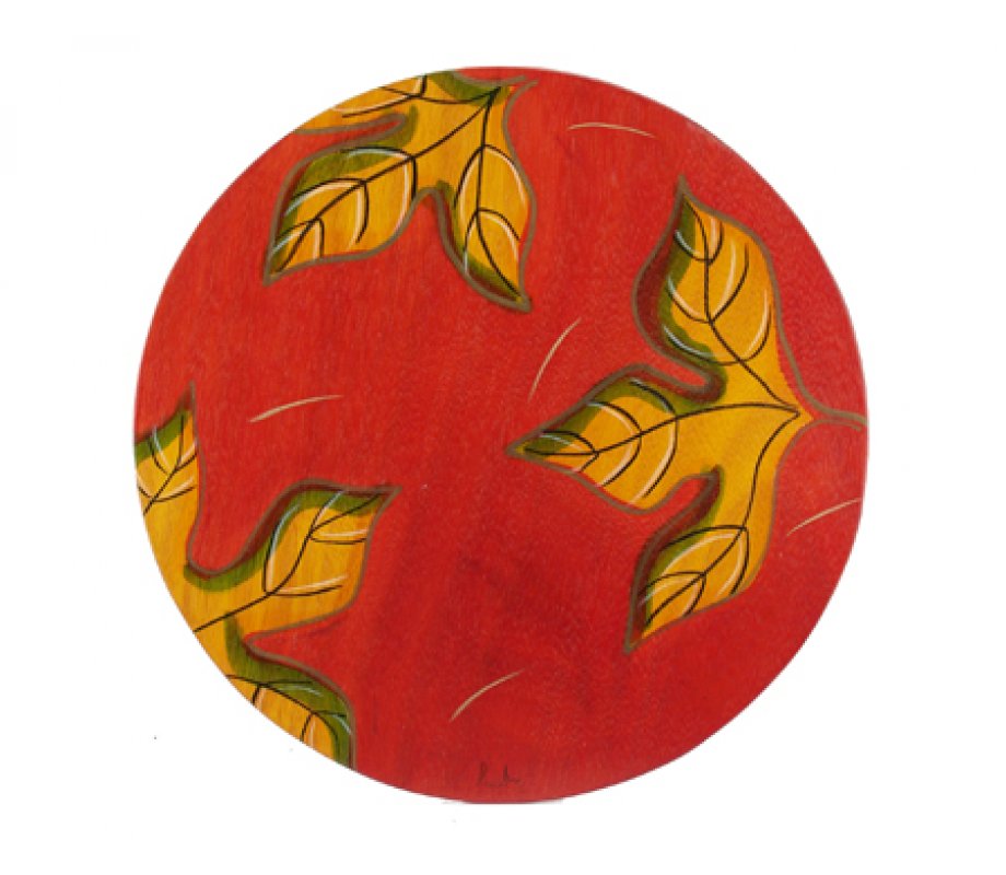 Round Placemat Red Leaves by Kakadu Art