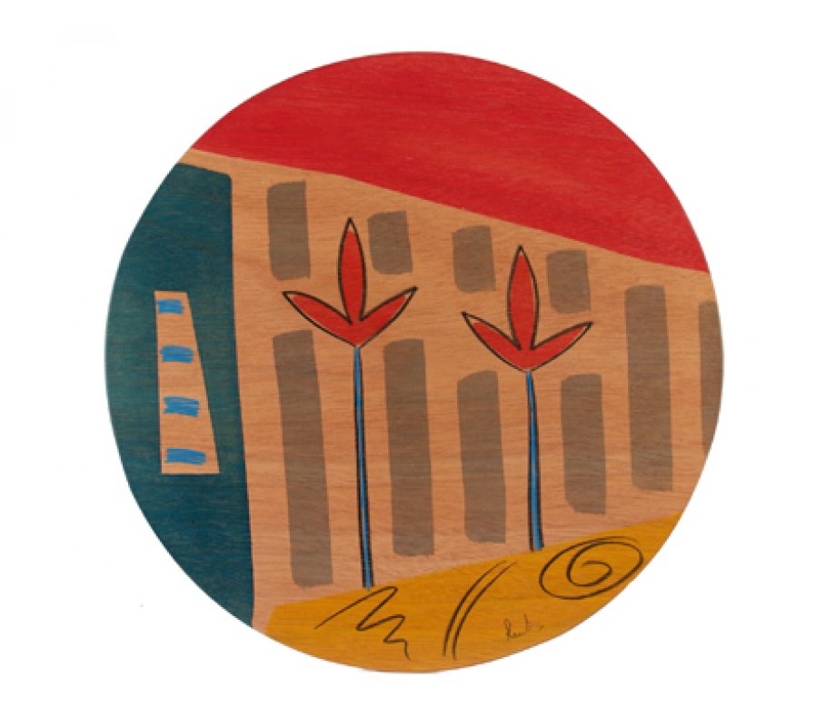 Round Wood Placemat by Kakadu Art - Flowers