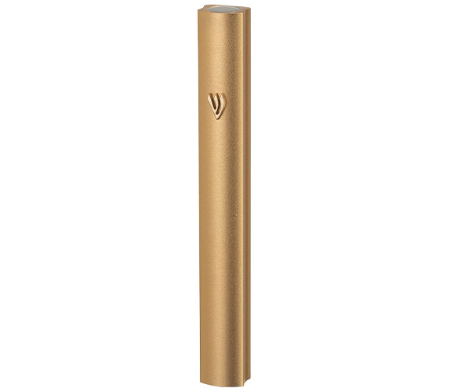 Rounded Gold Matte Aluminum Mezuzah Case with Side Channels - Various Sizes