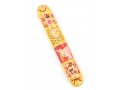 Rounded Mezuzah Case with Dove of Peace and Flowers - Pink, Red and Gold