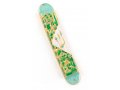 Rounded Mezuzah Case with Gleaming Jerusalem Images - Green, Gold and Off White