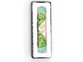 Rounded Mezuzah Case with Gleaming Jerusalem Images - Green, Gold and Off White