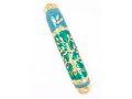 Rounded Mezuzah Case with Gleaming Tree of Life, Gold and Green - 5.3 Inches