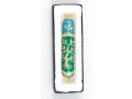 Rounded Mezuzah Case with Gleaming Tree of Life, Gold and Green - 5.3 Inches