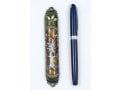 Rounded Mezuzah Case with Gleaming Tree of Life, Gold and Green - 5.5 Inches