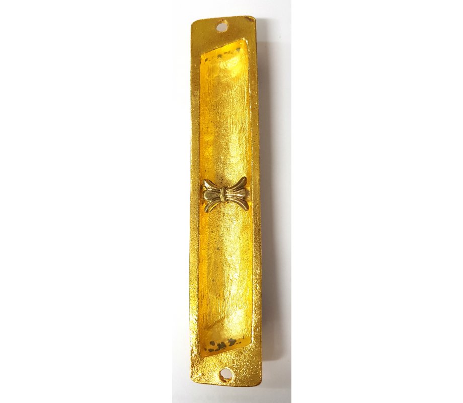 Rounded Mezuzah Case with Hoshen Breastplate and Menorah Design - Violet