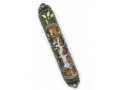 Rounded Mezuzah Case with Tree of Life Design - Brown Green