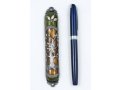 Rounded Mezuzah Case with Tree of Life Design - Brown Green