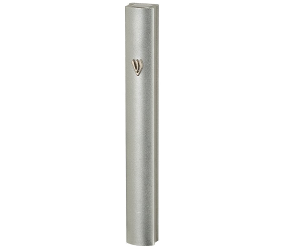Rounded Silver Matte Aluminum Mezuzah Case, Side Channels – Various Sizes