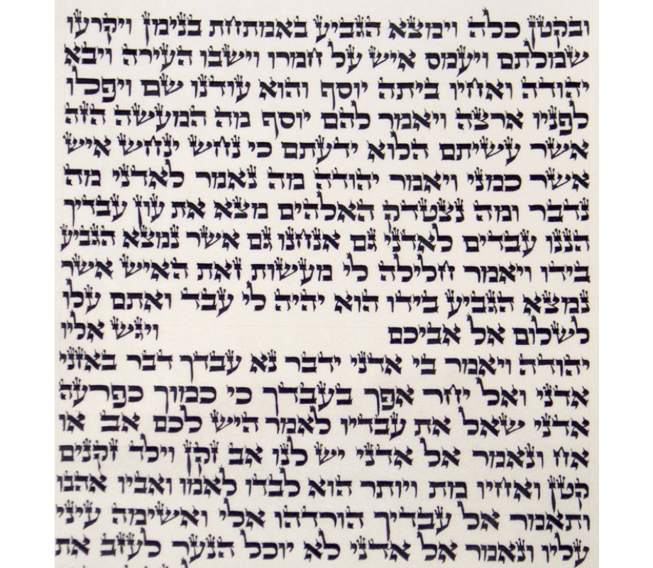 Sacred Torah Scroll - Sample Ashkenaz Text with Beit Yossef Script