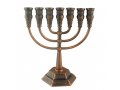 Seven Branch Menorah with Jerusalem Images, Bronze – Option 5.3