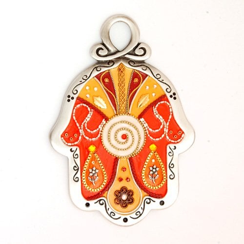 Shades of Autumn Wall Hamsa by Ester Shahaf