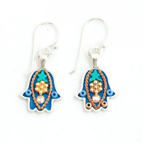 Shades of Blue Hamsa Earrings by Ester Shahaf