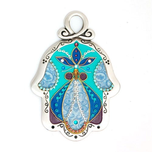 Shades of Blue Wall Hamsa by Ester Shahaf