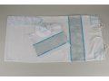 Sheer White and turquoise Tallit Set by Galilee Silks
