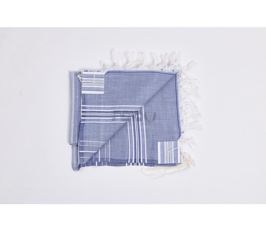 Shir Wool Tallit Non Slip Prayer Shawl - Contemporary Denim Color Stripes