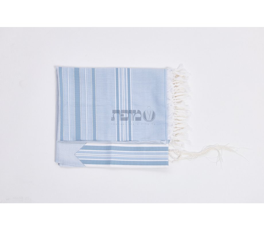 Shir Wool Tallit Non Slip Prayer Shawl - Light Blue Stripes