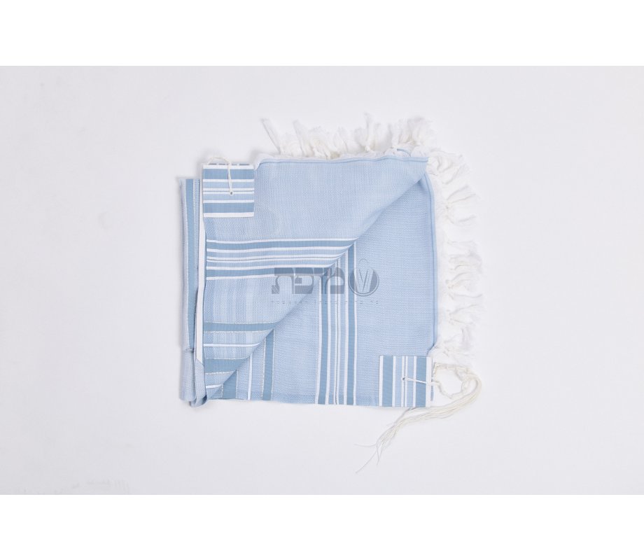 Shir Wool Tallit Non Slip Prayer Shawl - Light Blue Stripes