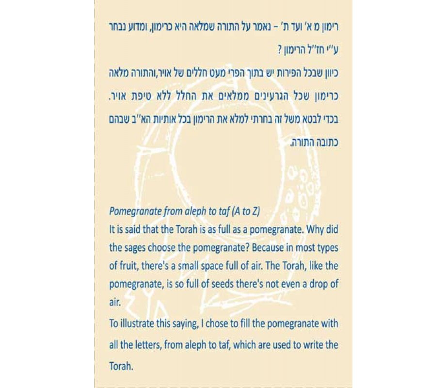 Shraga Landesman Brass Wall Hanging Pomegranate - Hebrew Alphabet