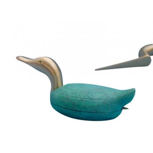 Shraga Landesman Turquoise Duck Brass Patina Paper Weight and Letter Opener