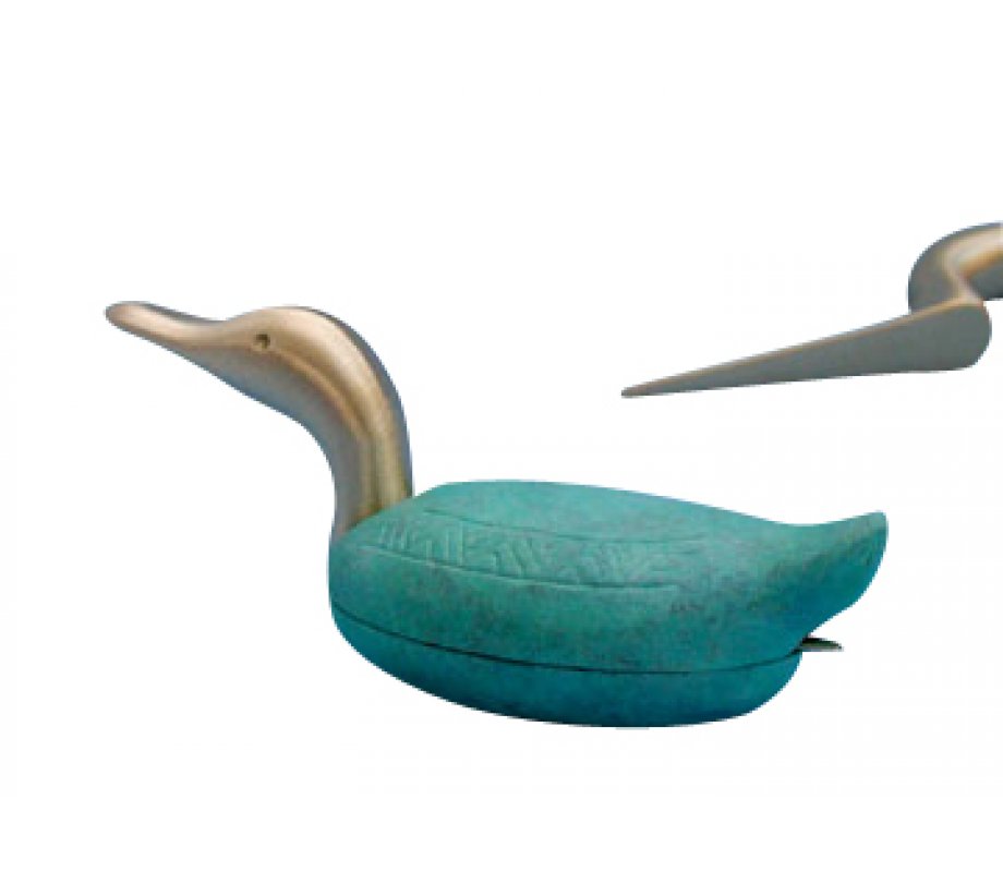 Shraga Landesman Turquoise Duck Brass Patina Paper Weight and Letter Opener