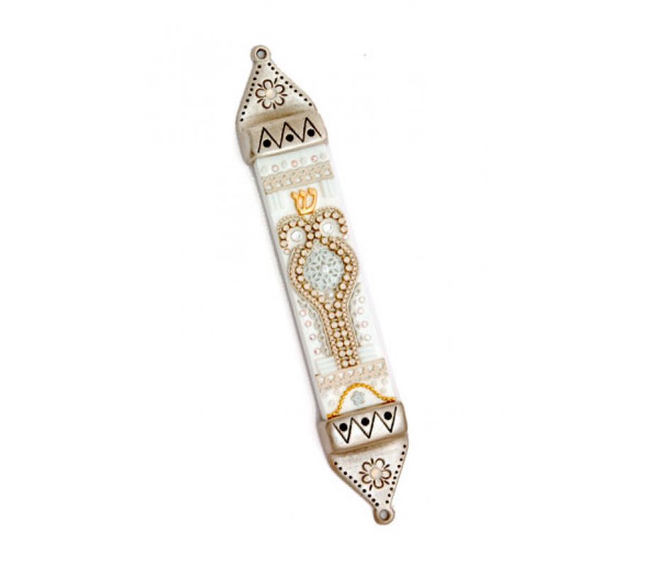Silver & Gold Pewter Mezuzah by Ester Shahaf