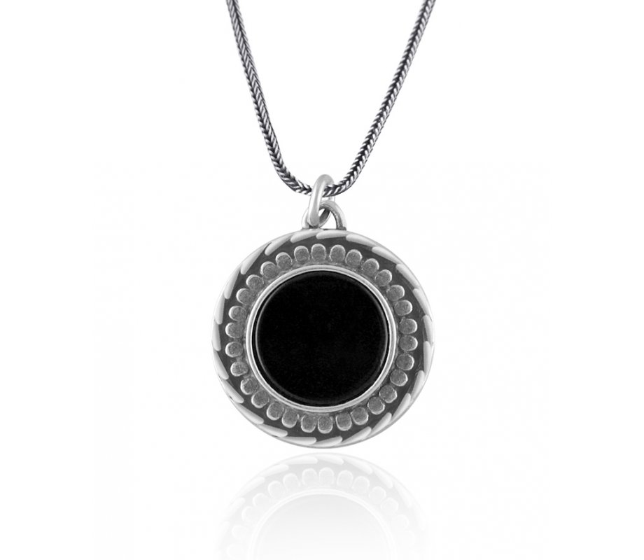 Silver Ana Bekoach Onyx Pendant by Golan Studio