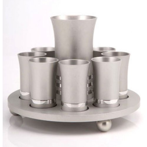 Silver Color Agayof Kiddush Cup Set