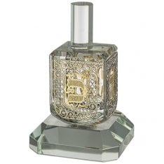 Silver Color and Metal Crystal Dreidel on Glass Base  Nes Gadol Hayah Poh