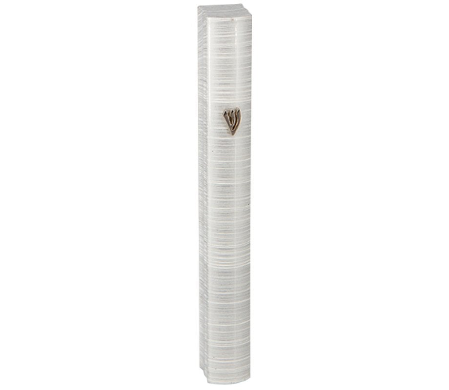 Silver Colored Aluminum Mezuzah Case, Thin Stripes, Side Channels - Various Sizes
