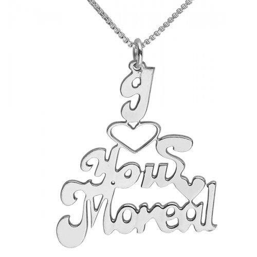 Silver English Name Necklace - I Love You