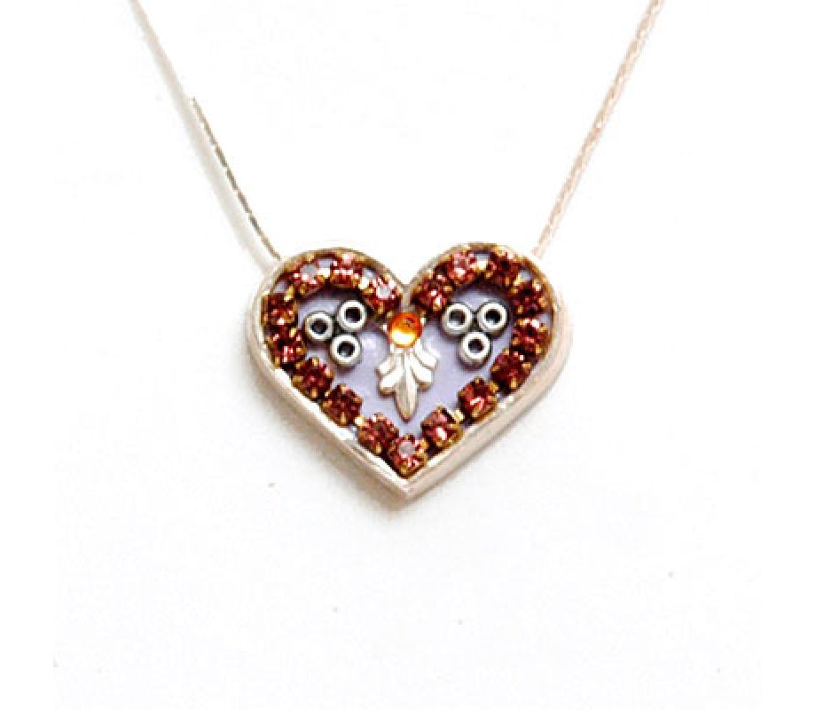 Silver Heart Necklace in Smoked Purple by Ester Shahaf