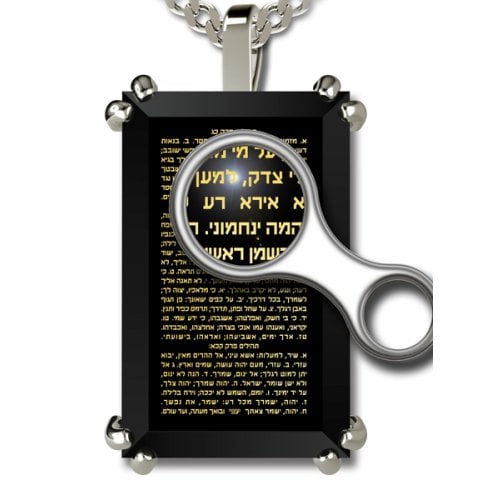 Silver Jewish Pendant For Men - Psalms 23