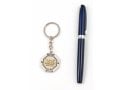 Silver Key Chain with Swivel Center - Gold Jerusalem Images and Peace Doves