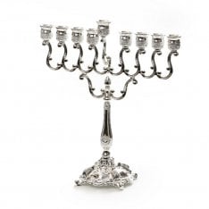 Silver Plated Chanukah Menorah, Swirls Design