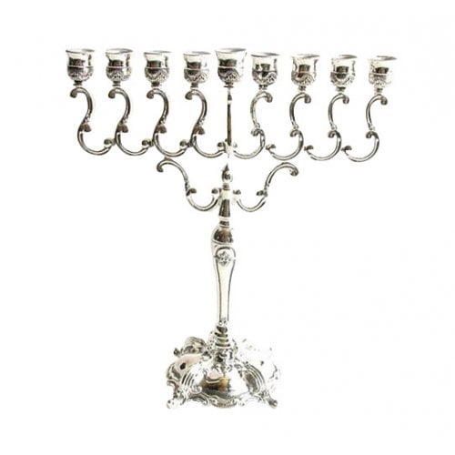 Silver Plated Chanukah Menorah, Swirls Design – 7.5 Inches Height