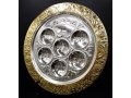 Silver Plated Circular Seder Plate - Ornate Gold Frame