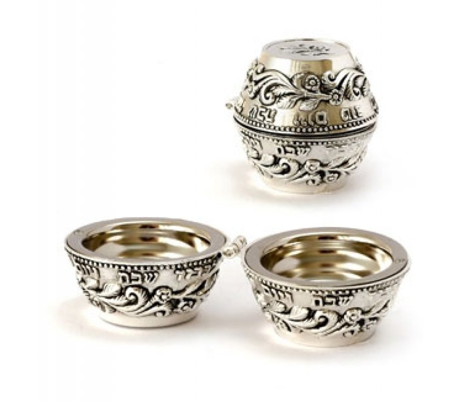 Silver Plated Compact Engraved Travelling Candlesticks - Magnet Closure