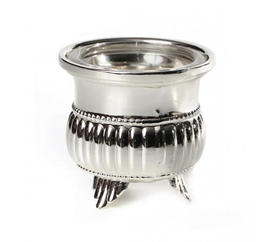 Silver Plated ELGANT SALT DISH with a Small Glass Bowl