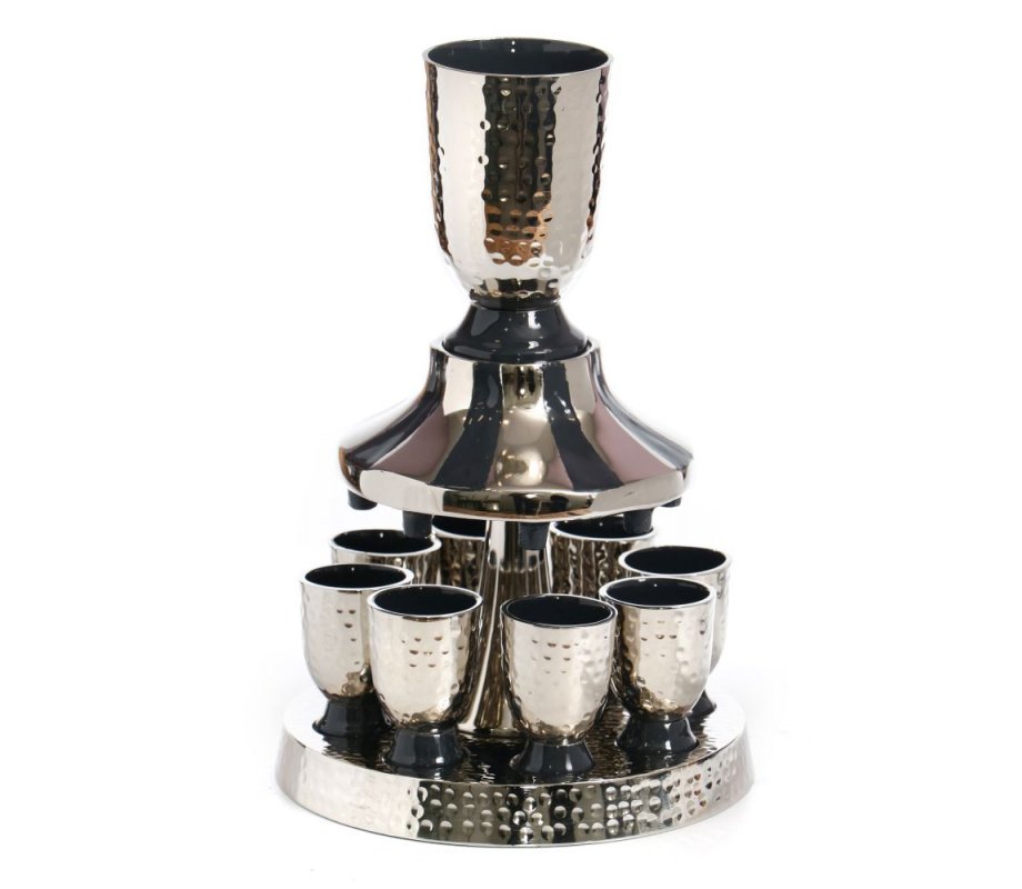 Wine Fountain with 8 Cups on Tray - Silver Plated with Gold David Citadel  Design
