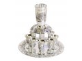Silver Plated Kiddush Fountain with 8 Small Cups - Citadel of David Design