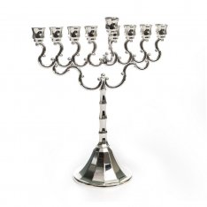 Silver Plated Lacquered Contemporary Design Chanukah Menorah