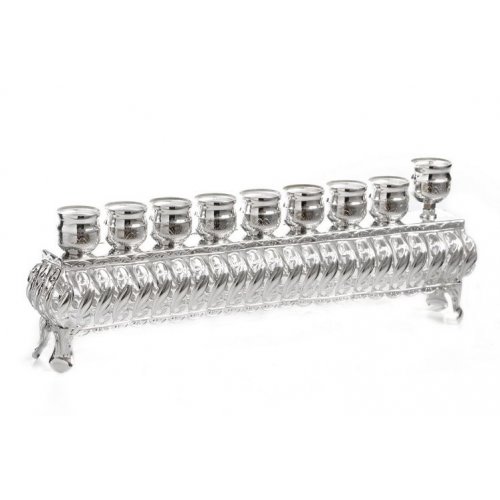 Silver Plated Raised Chanukah Menorah, Lights in a Row - Loop Design