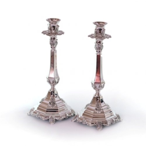 Silver Plated Stem Candlesticks, Ornate Design - 11