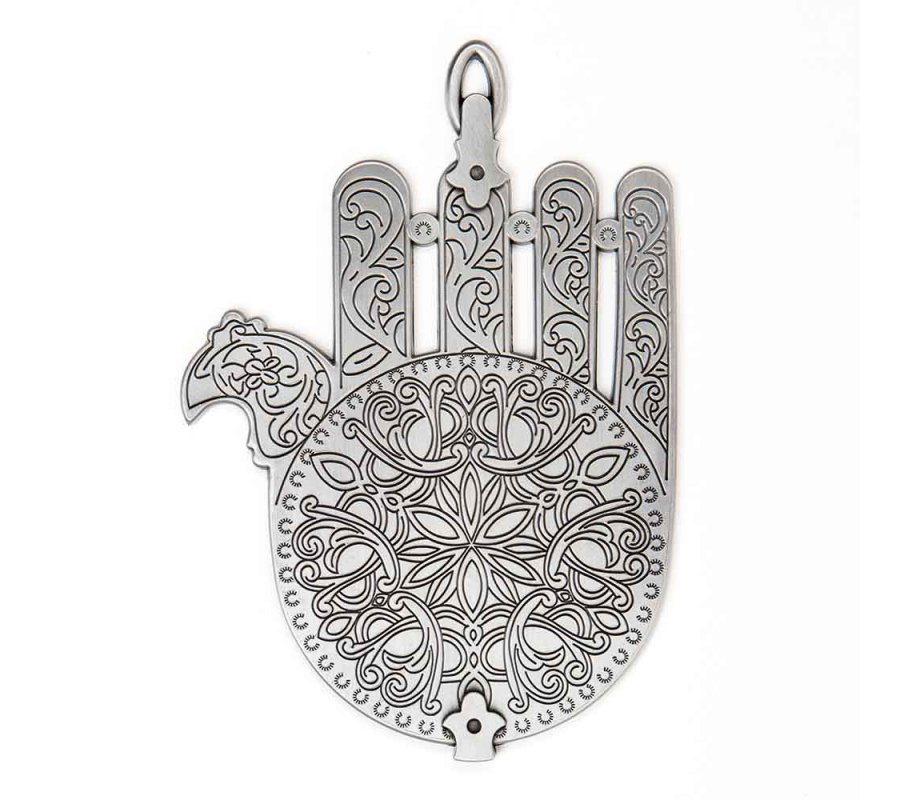 Silver Plated Wall Hamsa based on Morocco Synagogue Lamp Decor - Israel Museum