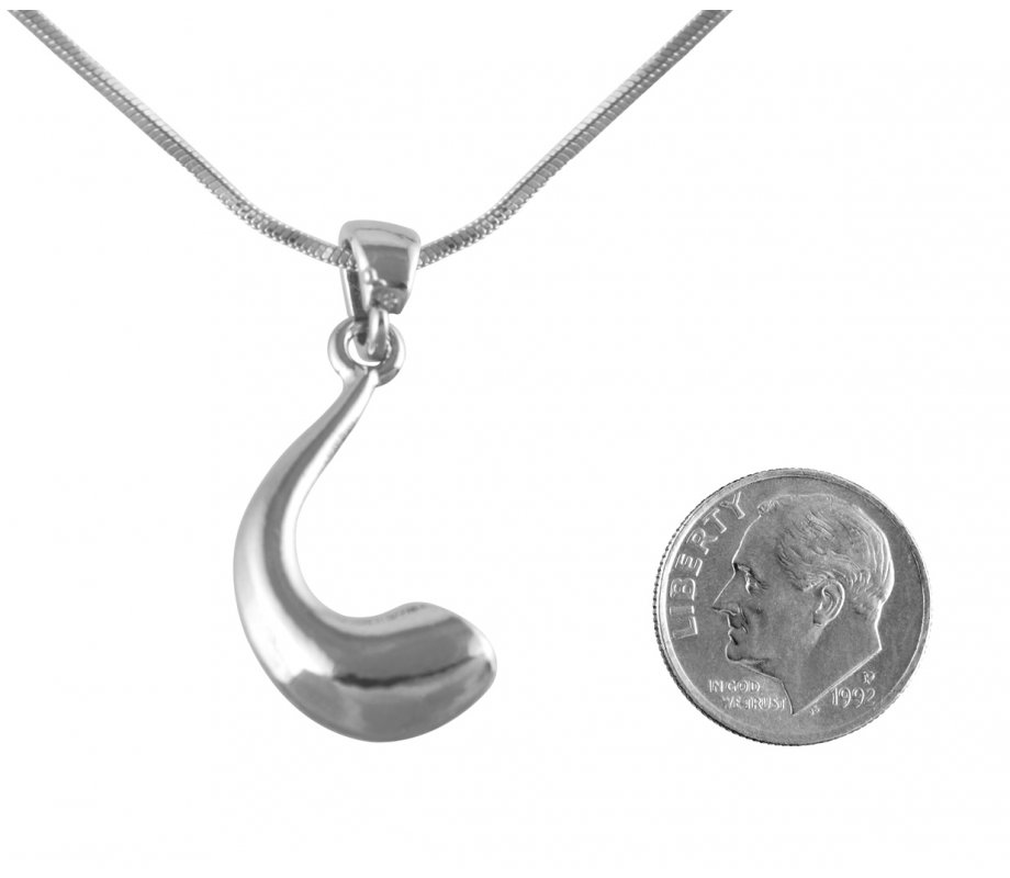 Silver Ram's Horn Shofar Necklace Pendant Rhodium Plated