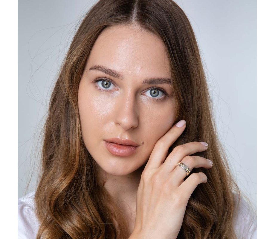 Silver Sterling Ring, Gold Plated Embossed Ani Ledodi English Inside