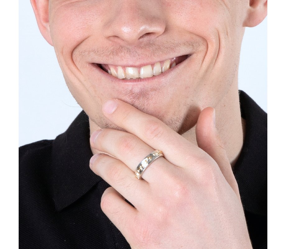 Silver Sterling Ring, Gold Plated Embossed Ani Ledodi English Inside