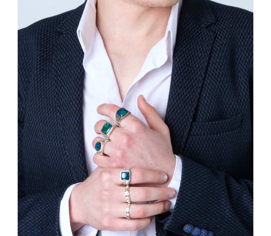 Silver Sterling Ring, Gold Plated Embossed Ani Ledodi English Inside