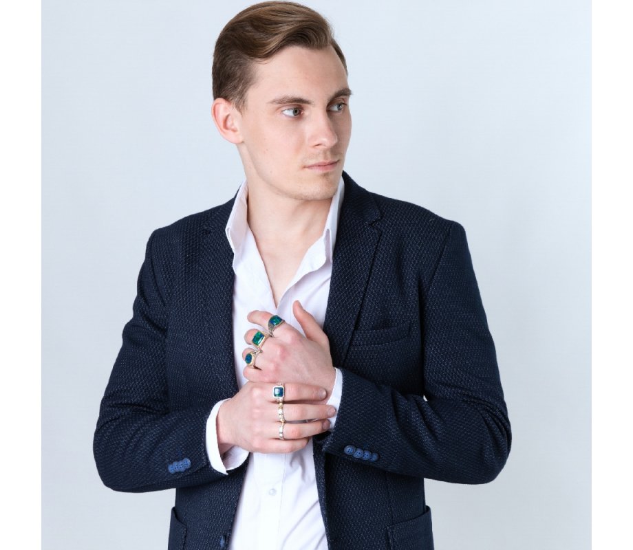 Silver Sterling Ring, Gold Plated Embossed Ani Ledodi English Inside